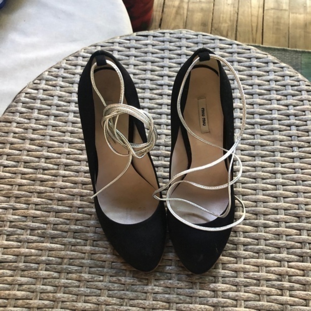 Miu Miu Super Rare Satin Pumps with silver straps